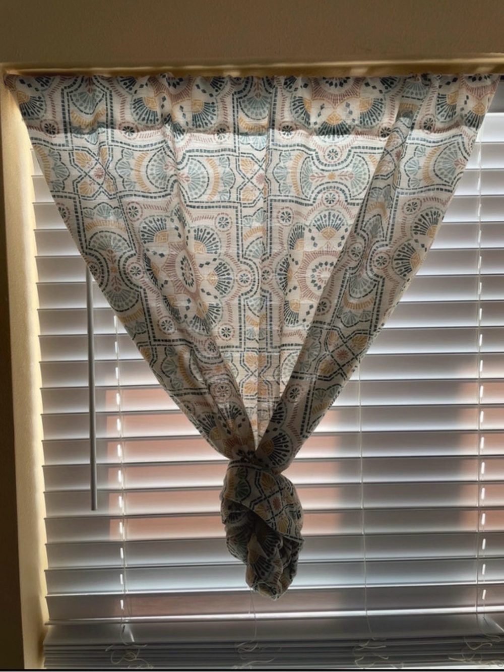 Printed Medallion Window Curtain Panel - Neutral Blue & Gold